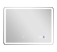 HOMCOM Miroir salle de bain Bluetooth avec éclairage LED 60 x 80 cm, miroir lumineux mural avec horloge, antibuée, argenté