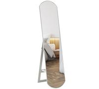 Miroir complet arqué - HOMCOM - 35 x 150 cm - étagère - montage mural ou sur pied - pour salle de bain, chambre à coucher - blanc