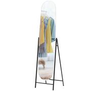 HOMCOM Miroir sur Pied Arqué 160x40 cm sans Cadre Support Métallique Miroir de Corps Entier à poser ou accrocher au Mur Noir