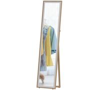 HOMCOM Miroir sur Pied Cadre MDF 37 x 4 x 157 cm - Mural rectangulaire 2 usages, Argenté et Bois naturel