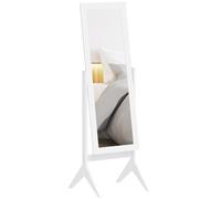 HOMCOM Miroir sur Pied Chambre Grand miroir Miroir de Sol Miroir à pied Inclinaison réglable Pleine Longueur dim. 47L x 46l x 148H cm MDF Blanc