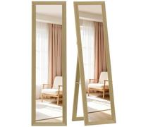 HOMCOM Miroir sur Pied en Bois, 37x157 cm Chêne | Rectangulaire, miroir sur pied, miroir inclinable, grand miroir, pour couloir, salon, chambre