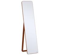 Miroir pleine longueur - HOMCOM - rectangulaire sur pied ou mural dressing chambre salon - bois - 37x160cm - noyer clair