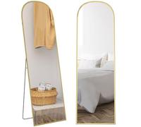 HOMCOM Miroir sur Pied Miroir Mural Rectangulaire Arrondi 50x161,5 cm Doré