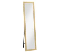 Miroir sur pied - HOMCOM - rectangulaire mural ou à poser avec cadre en bois chambre - bois - 37x157cm - naturel