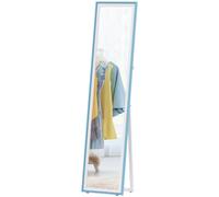 HOMCOM Miroir sur Pied Pleine Longueur avec Cadre en MDF Miroir Mural Rectangulaire avec 2 Modes d'Utilisation 37x4x157 cm Blanc et Bleu