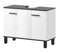 HOMCOM Mobile Sottolavabo Salle de Bain avec Armoire 2 Portes et Étagère réglable, 80x34x60 cm, Blanc Brillant