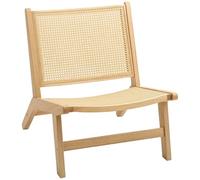 HOMCOM Nordic Lounge Chair Chaise Longue avec Large Assise et Dossier en rotin Chaise Longue à Structure en Bois pour Chambre à Coucher Salon Naturel