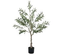 HOMCOM Olivier Artificiel 120 cm Plante Artificielle intérieur Arbre Artificiel en Pot avec des Feuilles et Fruits réalistes, Fausse Plante Vert décoration pour Maison, Bureau, Salon, Chambre