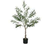 HOMCOM Olivier artificiel 120 cm plante artificielle intérieur, fausse plante décoration pour maison, bureau, salon, chambre