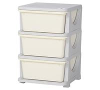 HOMCOM Organisateur de jouets pour enfants avec tiroirs à 3 niveaux, boîtes de rangement en plastique, 37 x 37 x 56,5 cm, crème