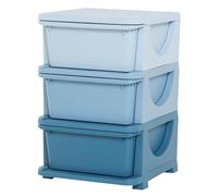 HOMCOM Organisateur de jouets pour enfants avec tiroirs à 3 niveaux, boîtes de rangement en plastique, 37 x 37 x 56,5 cm, bleu