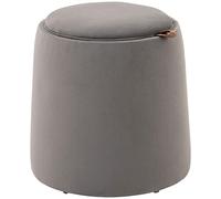 HOMCOM Ottomane 2 en 1 Pouf rond Pouf rembourré Repose-pieds avec espace de rangement, couvercle amovible aspect velours Table d'appoint pour salon chambre gris foncé Ø44 cm x 47,5 cm
