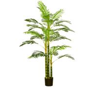 HOMCOM Palmier Areca Artificiel Arbre Artificiel 190 cm Pot Inclus Vert | Tropicale, 30 Grandes Feuilles, Grand Réalisme, En Plastique