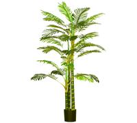 HOMCOM Palmier areca artificiel arbre artificiel hauteur 190 cm avec 30 grandes feuilles en plastique pot inclus
