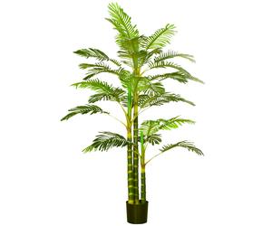 HOMCOM Palmier areca artificiel arbre artificiel hauteur 190 cm avec 30 grandes feuilles en plastique pot inclus