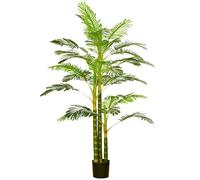 HOMCOM Palmier Areca Artificiel Arbre Artificiel Hauteur 190 cm Plante Artificielle Tropicale avec 30 Grandes Feuilles Grand réalisme en Plastique Pot Inclus Vert