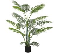 HOMCOM Palmier Artificiel avec 16 Feuilles en Plastique, Plante Artificielle résistante aux UV avec Pot en Plastique, pour intérieur et extérieur, Vert
