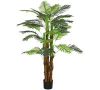 HOMCOM Palmier Artificiel H.1,6 m Arbre Artificiel Tronc Branches Lichen Feuilles Grand réalisme Pot Inclus