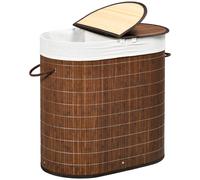 HOMCOM Panier à Linge 100L avec Sac Amovible, Couvercle, 38 cm x 38 cm x 57 cm, Brun