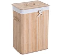 Panier à linge - HOMCOM - bambou pliable couvercle sac amovible 3 poignées PU rangement - bambou - 40x30x60cm - beige