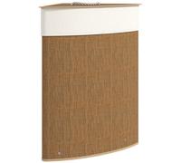 HOMCOM Panier à Linge en Bambou 55L, Panier Triangle avec Sac Amovible et Lavable, Couvercle, Poignée, 35x35x60cm, Marron