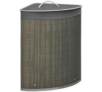 HOMCOM Panier à linge en bambou avec couvercle, 55 l, avec poignées, sac à linge amovible, pour buanderie, salle de bain, chambre à coucher, gris