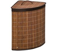 HOMCOM Panier à linge en bambou d'angle 55L avec couvercle et sac amovible 38 x 38 x 57 cm marron