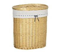 HOMCOM Panier à Linge en Osier, Panier à Linge avec Sac à Linge et Couvercle, Naturel, 100L 51 x 38 x 57 cm