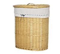 HOMCOM Panier à Linge en Osier Panier à Linge en Osier Bac à Linge Collecteur d'osier tressé avec Sac à Linge et Couvercle Naturel 100L 51 x 38 x 57 cm