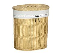 HOMCOM Panier à linge en osier tressé avec couvercle Naturel 100 l 51 x 38 x 57 cm
