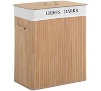 HOMCOM Panier à linge organiseur pliable 100L 52x32x63cm couleur bois. | Bois naturel, panier à linge, boîte de rangement, couvercle, doublure amovible.