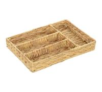 HOMCOM Panier rangement rectangulaire, panier de rangement tressé en jacinthe d'eau avec 4 compartiments, corbeille rangement pour cuisine, salle de bain, chambre à coucher, naturel