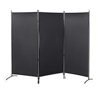 HOMCOM Paravent 3 Panneaux dim. 2,53L x 0,5l x 1,82H m Store latéral Brise-Vue paravent sur Pied séparateur métal Polyester Haute densité Gris foncé