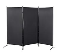 HOMCOM Paravent 3 Panneaux Store Latéral 253 x 50 x 182 cm Gris Foncé | Brise-Vue, Paravent sur Pied, Séparateur, Métal, Polyester Haute Densité