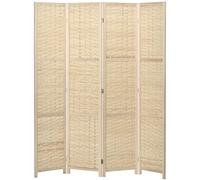 HOMCOM Paravent 4 Panneaux Pliant Bambou Vague 5,6 FT Bois Naturel | Paravent pliant, cloison de séparation, pour intérieur, chambre, bureau