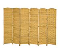 HOMCOM Paravent, cloison pliante 6 panneaux, motif tressé, pin, bois naturel