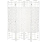 HOMCOM Paravent en Bois 160 x 170 cm séparateur de pièce Pliable 4 Panneaux cloison de séparation Chambre à Coucher Maison intérieur Blanc