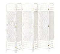 HOMCOM Paravent en Bois 242 x 170 cm Pliable 6 Panneaux Intérieur Blanc