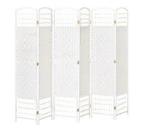 HOMCOM Paravent en Bois 242 x 170 cm Pliable 6 Panneaux Intérieur Blanc | Séparateur de Pièce, Cloison de Séparation, Chambre à Coucher, Maison