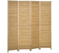 HOMCOM Paravent en bois séparateur de pièce closion de séparation pliable 4 panneaux en bambou 160 x 170 cm naturel clair