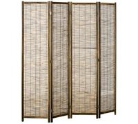 HOMCOM Paravent en Bois 4 Panneaux 160 x 170 cm séparateur de pièce closion de séparation Pliable - Naturel