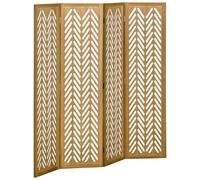 Paravent - HOMCOM - en bois ajouré - pliable 4 panneaux - 160 x 170 cm - naturel