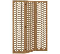 HOMCOM Paravent en bois ajouré séparateur de pièce closion intérieur pliable 3 panneaux en bois 120 x 170 cm naturel