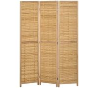 HOMCOM Paravent en bois séparateur de pièce closion de séparation pliable 3 panneaux en bambou 120 x 170 cm naturel clair