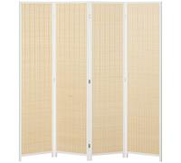 HOMCOM Paravent en bois séparateur de pièce closion de séparation pliable 4 panneaux 180 x 180 cm bois naturel