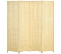 HOMCOM Paravent en bois séparateur de pièce closion de séparation pliable 4 panneaux 180 x 180 cm naturel Aosom France