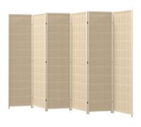 HOMCOM Paravent en bois séparateur de pièce closion de séparation pliable 6 panneaux 270 x 180 cm bois naturel