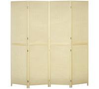 Paravent en bois de bambou HOMCOM 4 panneaux 180 x 180 cm séparateur de pièce cloison de séparation pliable - naturel