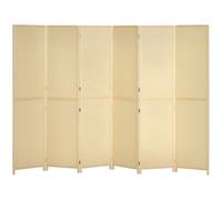 Paravent en bois de bambou HOMCOM 6 panneaux 270 x 180 cm séparateur de pièce cloison de séparation pliable - naturel
